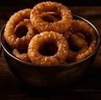 Bowl of golden onion rings